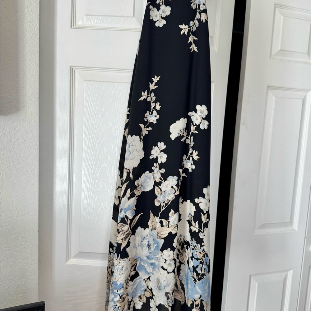 Charlotte Russe Black and Cream Floral Maxi Dress